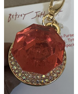 Betsey Johnson Gold Tone Pink Crystal Ring Pop Pacifier Key Fob Hand Bag... - $37.62