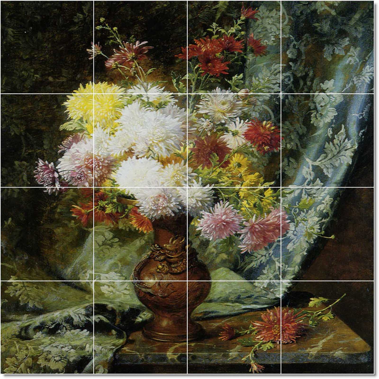 Hermansen olaf still life with chrysanthemums and daisies in a japanese vase
