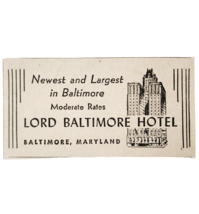 1943 Lord Baltimore Hotel Maryland Advertisement WW2 Era Accommodations ... - $27.41 CAD