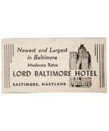 1943 Lord Baltimore Hotel Maryland Advertisement WW2 Era Accommodations ... - $27.41 CAD