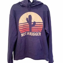 Port &amp; Co Navy Cactus Not A Hugger Graphic Hoodie Large - £21.98 GBP