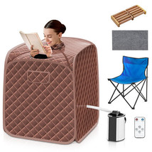 Portable Personal Steam Sauna Spa with Steamer Chair-Coffee - Color: Coffee - £118.13 GBP