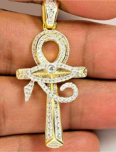 Männer Charm Anhänger 14K Vergoldet 2Ct Simulierte Diamant Böse Auge Ank... - $49.36