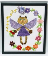 Handcrafted Quilled Paper Art Cat with Purple Wings Wall Paper Art - £31.38 GBP
