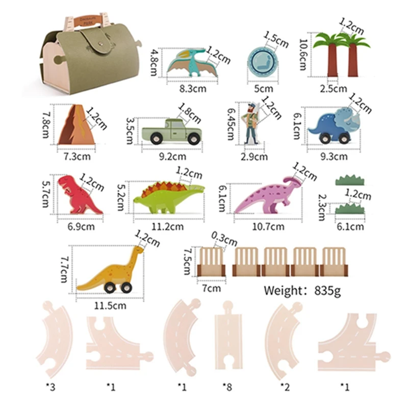 Wooden Building Block Toy Farm Animal And Dinosaur Scenes Display Toy -Set2 - £44.03 GBP