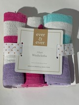 Assorted Childrens Kids Washcloths, 100% Cotton 12&quot; x 12&quot; 3-Pack Pink Purple 3PK - £7.85 GBP