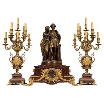 Antique Bronze Three Piece Garniture Clock Set by Ferdinand Barbedienne 1867 - $1,700.00