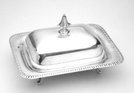 Epc 6” Sterling Silver Polished Butter Dish With Lid &amp; Glass Plate Footed - £15.56 GBP