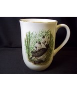 Otagiri bone china coffee mug Giant Panda Pair gold rim handle accent 8 oz - £6.89 GBP