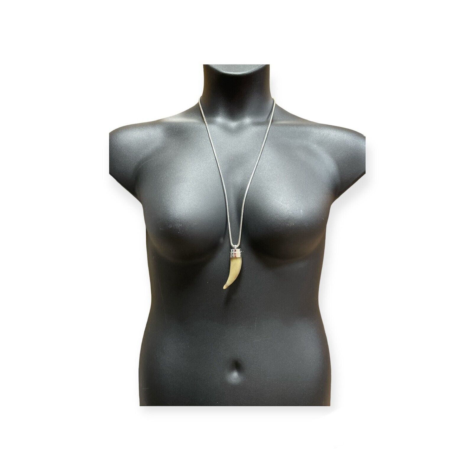 Michael Kors Horn Necklace Silver Tone Metal and 12 similar items