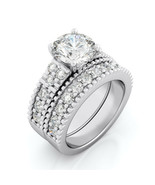 Womens 2.75 CT Round Cut Engagement RING Wedding BAND Set Silver Size 5-9 - €49,83 EUR+