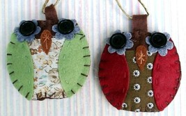 Set Of 2 Primitive Felt Owl Christmas Ornaments Bowl Fillers Farm House - $5.94