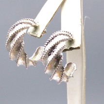 Monet Textured Spiral Hoop Earrings Brushed Silver Tone Chunky Vintage Stud Hoop - £48.61 GBP