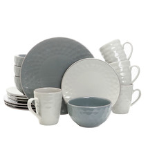 Elama Tahitian Pearl 16 Piece Stoneware Dinnerware Set in Slate and Ston... - $145.49