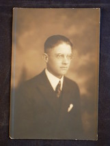 ANTIQUE PHOTO 4”x6” Well-Groomed Young Man in Suit and Tie Wearing Glasses - $6.48
