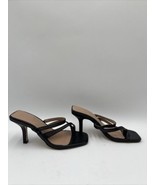 Women’s BCBG Mosina Thong-Toe Black Leather Heel Sandals Black Size 5.5 - £33.26 GBP