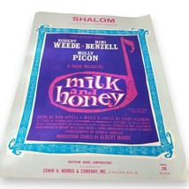 1961 Broadway Show &quot;Milk and Honey&quot; Sheet Music by Jerry Herman - Shalom Song - $6.80