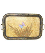 Victorian Wood Tray Butterfly Straw Flowers Dandelion Fluff Antique 2 Ha... - $196.94