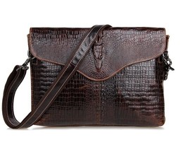 Brown Crocodile Alligator Pattern Vintage Genuine Leather Cowhide Bags - £63.93 GBP
