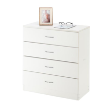 MDF Wood Simple 4-Drawer Dresser White - £127.88 GBP