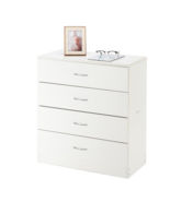 MDF Wood Simple 4-Drawer Dresser White - £125.80 GBP