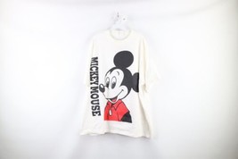 Vtg 90s Disney Mens 4XL Distressed Spell Out Mickey Mouse Big Logo T-Shirt USA - £54.99 GBP