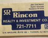 Vintage Rincon Realty &amp; Investment Business Card Ephemera Tucson Arizona... - £3.11 GBP
