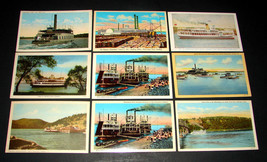 9 Vintage POSTCARDs River Boat Steamer Steam Ferry Louis Joliet Robert E... - £8.57 GBP