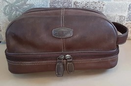 FOSSIL - Men&#39;s Dark Brown Leather Shave Kit Toiletry Wash Bag Vintage F1 - $28.65