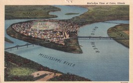 Cairo Illinois IL Bird&#39;s Eye View Ohio &amp; Mississippi Rivers Postcard D27 - £2.38 GBP