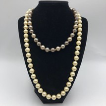 Vintage MCM Lot of 2 Faux Pearl Necklaces Pearl White and Grayish/Beige Japan - $28.69