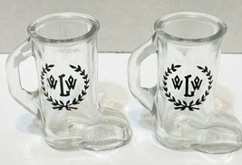 Boot Shaped Glass Shot Glasses WLW Made In Canada 3.25 Inches Lot of 2 - £9.96 GBP