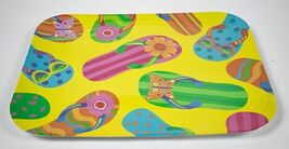 SUMMER SERVING TRAY PLASTIC YELLOW COLORFUL FLIP FLOPS POOL PICNIC  - $107.91 MXN