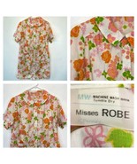 Vintage House Dress JCPenney Orange and Pink Roses Floral Snap Front Shi... - £23.34 GBP