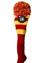 Tour Lob Wedge (LW) Hybrid Red &amp; Yellow Golf Headcover Knit Pom Head Cover - £12.64 GBP