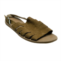 Halogen Jannie Cutout Slingback Shoes Suede Flat Sandals Tan Women&#39;s 6M - £14.25 GBP