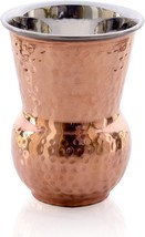 Copper Stainless Steel Hammered Mughlai Glass - 350 ml, Double Wall - £17.83 GBP