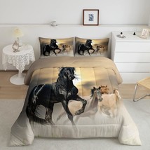 Black Horse Comforter Set Twin 3D Horse Printed Down Comforter, For Adult Women  - £67.93 GBP