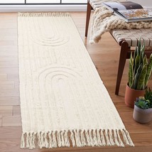 Lanffia Boho Runner Rug 2X6, Beige Hallway Rug Runner Washable Tufted Rainbow - £40.84 GBP