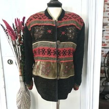 FLASHBACK Art To Wear Jacket M Vtg 90s Tapestry Chenille Mixed Media Lag... - $49.49