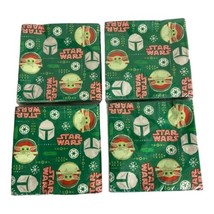 Disney Christmas Star Wars The Mandalorian 64 Napkins Green Snowflakes 4... - $11.89