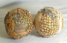 Rustic Wood &amp; Moss Balls Decorative Bowl Filler b - $239.70 MXN