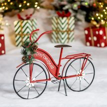 Red Merry Christmas Bicycle Decoration with a Wreath (Large (36&quot; Long)) - £85.00 GBP+