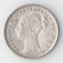 1875 Great Britain Threepence (About Uncirculated AU England 3 Pence KM#730 - $193.94