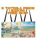 Set of 3 BUNDLE | Beach Vibe Tote Bags | Summer  Theme | Reusable | FREE... - $752.50 MXN