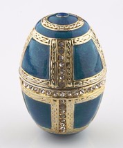 Plaqué Or Émail à Charnières Œuf Trinkey Boîte Avec / Cristal Accents - $3,002.79 MXN