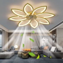 35&quot; Ceiling Fans With Lights, Remote-Controlled Bladeless Ceiling, 90W (Gold). - £164.31 GBP