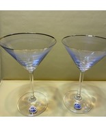 2xBohemia Crystalex Glass Martini Clear Gold Rim Check Republic Hand Mad... - £42.59 GBP