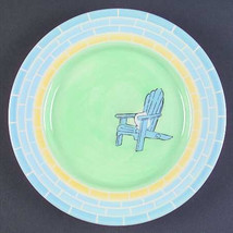Brushes K.I.C. Hand Painted, Accent Salad Plate &quot;Chair&quot; Light&amp; Dark Blue Brick P - £11.00 GBP