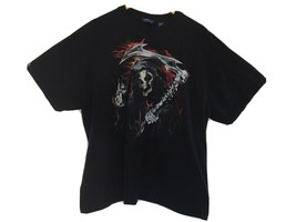 Grim Reaper Skull Ax Blade Finger Pointing Men&#39;s Sz 2XL T Shirt Halloween Scary - £26.21 GBP